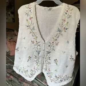 Carolyn Taylor Knitted Embroidered Vest